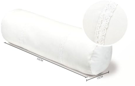 EASY SPEED Cojín Cilíndrico Multiuso, Almohada Rollo Cervical para Dormir, Bolster para Yoga, Relajación, Estiramientos, Soporte para Cuello, Espalda, Piernas, 52x15 cm,Encaje Blanco
