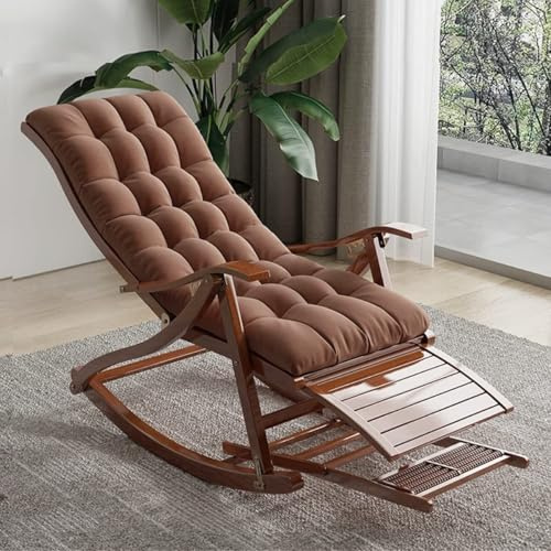 Mecedora tapizada con reposapiés, cómodo sillón reclinable plegable para patio, balancín deslizante acolchado suave