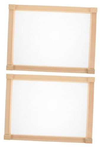 SEWACC 2pcs Rectangular Mesh Net Wood Frame Stackable Drying Net Rack Herb Drying Rack Mesh for Plants Flowers Vegetables Herb Hanging