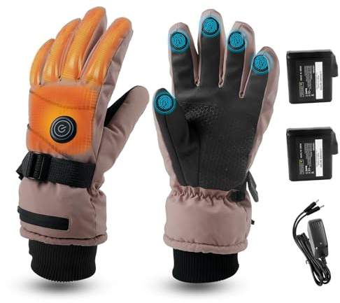 Rechargeable Heated Gloves, 7.4V 5000mAh Fast Heating Hand Warmer Gloves for Men Women, 3 Levels Heat & Last 6 Hours, Waterproof Non-Slip for Winter Skiing Hiking Working