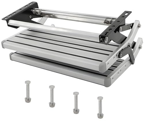 PioMue Escalier électrique rétractable pour Camping-Car, marchepied Rabattable Manuel en Aluminium, antidérapant, pour Camping-Car, Caravane Manual-Double-Layer