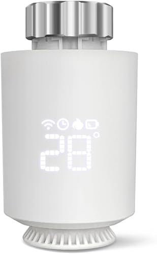 Thermostat de Radiateur Intelligent Wi-FI, Smart Thermostat Radiateur Connecté,Contrôle par Application, Pas Besoin de Passerelle, Compatible avec Alexa et Google Home, Programmable (1 PCS)