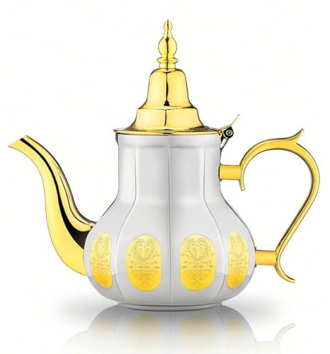 Tetera marroquí de 0,7 l, estilo árabe, acero inoxidable, estilo marroquí, tradicional, estilo religioso