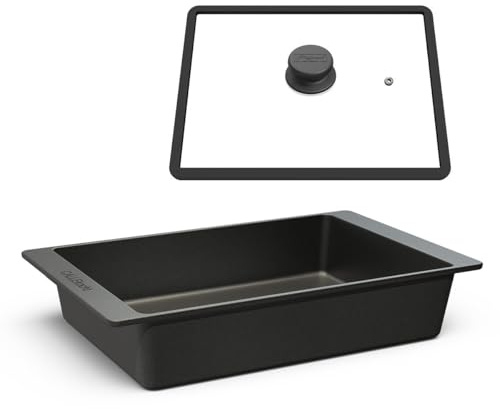 Hoffmann x CALLEkocht Aluminium-Handguss Bräter, 41x26 cm, Anthrazit, Induktionsgeeignet, Backofenfest bis 250°C, 5L Volumen, Aufflaufform, Lasagneform, Made in Germany (mit Deckel)