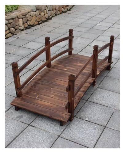 CSYQPDMBDL Holzbrücke mit Geländer, Gartenbrücke aus Holz, Kleine Garten-Gehwegbrücken, Retro-Teichbrücke for Creek Farm(140cm (4.6ft))