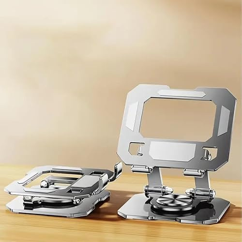 Tablet Stand, 360° Adjustable iPad Stand Holder Foldable Fits iPad Stand for Desk Rotating Portable Monitor Stand for Tablets/PS/mobilephones/Switch and other 4.7-12.9 Device (Black) (Silver)