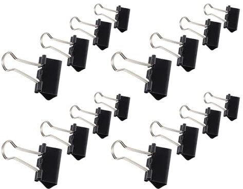 BESTonZON Fermagli Metallici Neri per Documenti Set 100 Pezzi 32/25/19/15 MM Clip per Ufficio Lunga Coda per Organizzazione Documenti Scolastici e Lavoro
