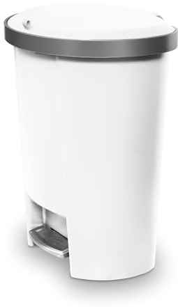 Addis Mode 50 Litre Kitchen Pedal Bin – Semi-Round Design with Soft-Close or Stay-Open Lid – Large Family Waste Bin – White