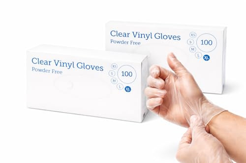 1ABOVE 200 Clear Vinyl Disposable Gloves | Latex | Powder Free | Use For Food, Safety, Cleaning, etc…(EXTRA LARGE)