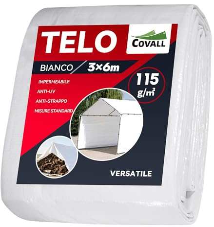 COVALL Bâche de Protection Extérieure 3x6 m Imperméable, Bache pour Remorque 115GSM Résistante aux UV, Bâche Étanche avec Oeillets, pour Bois, Jardin, Poulailler,Blanc