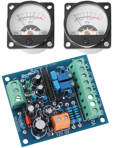 Spacnana VU Meter Retroilluminato Caldo, Plastica e Metallo, Perfetto per Il Monitoraggio del Livello Audio e la Registrazione in Studio, Compatibile con Kit di Amplificatori Stereo Fai da Te,