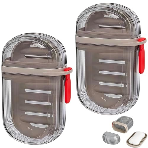 Lot de 2 Boîtes à Savon et Étuis à Brosse à Dents avec Couvercle
