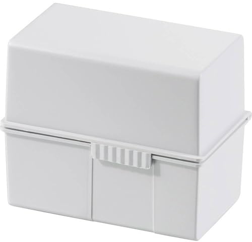 HAN Karteibox DIN A7 quer – innovatives, attraktives Design für 300 Karteikarten mit Stahlscharnier und Schnappverschluss, lichtgrau, 977-11, 1 STÜCK