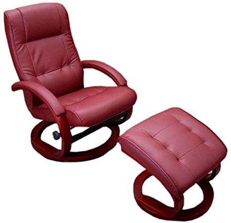 Mendler Fernsehsessel Pescatori mit Hocker, Kunstleder - Bordeaux | Relaxsessel, Sessel