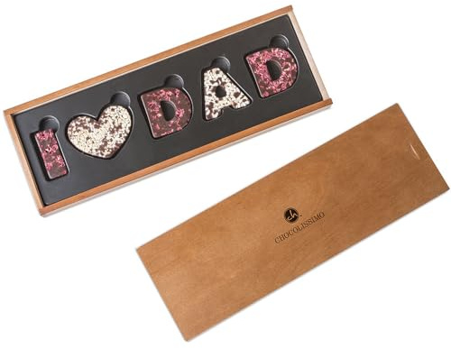 I love Dad - Zartbitterschokolade - Schokoladenbuchstaben | I ?? Dad | Vatertag | Geburtstag | Vater Geschenk | Vatertagsgeschenk | Geschenkidee | Geschenke für Papa | Schoko | Schokolade | Vati