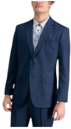 Haggar Men's Travel Performance Solid Gab Tailored Fit Suit Separate Coat Suit, Blue, 40S