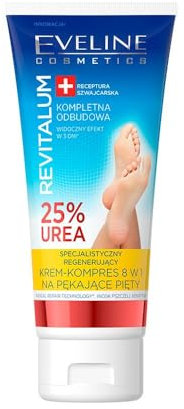 Eveline Cosmetics Revitalum 8-in-1 Heel Repair Cream with 25% Urea - Intensive Moisturizing Foot Cream for Cracked Heels and Dry Feet - Vegan Formula with Radical Repair Technology™
