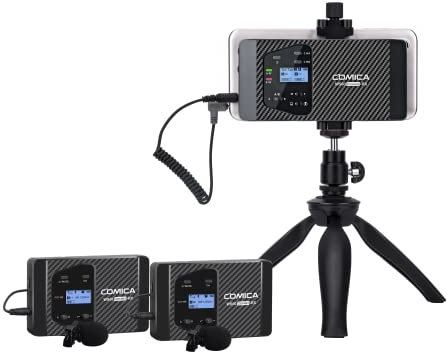 Micro Cravate Sans Fil, Comica CVM-WS60 UHF Microphone sans Fil avec 2 émetteurs et 1 récepteur, 8 canaux, Gamme sans Fil 194 Pieds, Universel pour smartphone et appareil photo reflex numérique