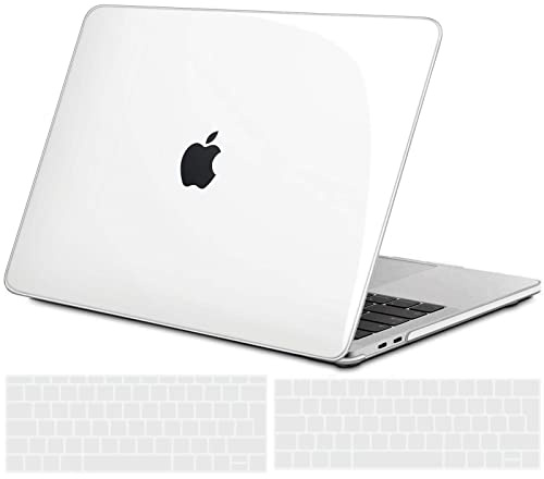TECOOL Hülle Kompatibel mit MacBook Pro 13 Zoll 2016-2022 (M2 M1 A2338/A2289/A2251/A2159/A1989/A1706/A1708), Ultradünne Schutzhülle Hartschale Transparent Case mit Tastaturschutz (EU), Kristallklar