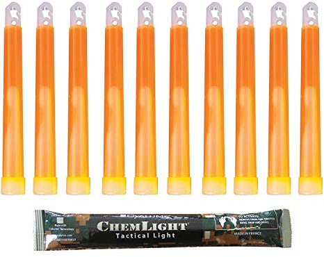 Cyalume Leuchtstab 15 cm, Original Militärische ChemLight Lightsticks In Orange (30-er Pack), Hohe Brenndauer Von 12 Stunden, 100% Konform Mit Den NATO-Spezifikationen, Militärtauglich, REACH-konform