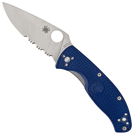 Spyderco Tenacious C122PSBL Taschenmesser mit 8,6 cm CPM S35VN Stahlklinge und blauem Nylongriff – für den täglichen Gebrauch – CombinationEdge