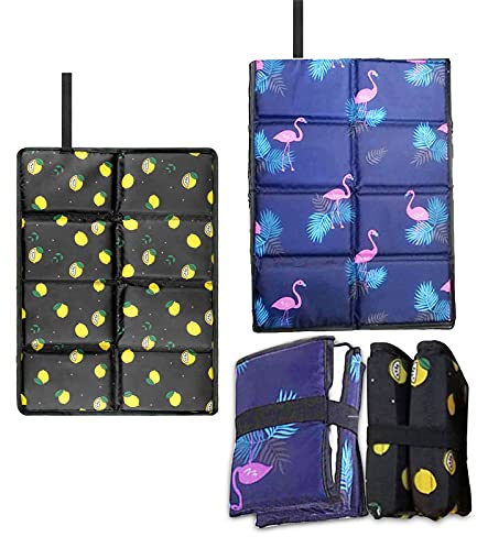 Sitzkissen Faltbar Outdoor, 2 Stück Matte Wasserdicht, Sitzunterlage Isolierende, Thermo Sitzkissen Stadion, Camping Sitzunterlage Jagd Wandern Camping, für Kinder und Erwachsene (Schwarz + Blau)
