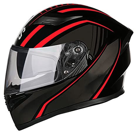 Integralhelm Motorradhelm Flip-Up Modular-Helm Sturzhelm Rollerhelm Erwachsener Herren & Damen Klapphelm Full-Face Motorcycle Helmet Stoßfester Mopedhelm DOT/ECE-Zertifizierung,Red 1,M