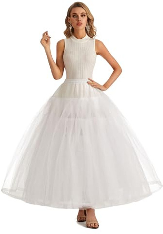 Aprildress Women's Hoopless Petticoat Crinoline Underskirt Slip with 8 Layers Tulle for Wedding Dresses PPT380