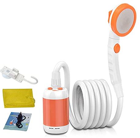 Portable Shower Camping Outdoor Shower Electric Hand Shower Electric Shower Camping Built-in Shower 5000mAh Large Capacity Rechargeable Shower for Indoor or Outdoor Shower camping (Orange)
