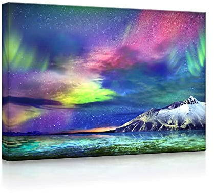 lightbox multicolor | Bilder mit LED Hintergrundbeleuchtung | Atemberaubende Nordlichter | 100x70 cm | Fully Lighted