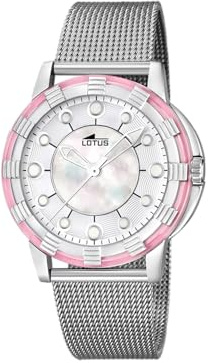 LOTUS Reloj Mujer Analógico de Acero Inoxidable 316l Plateado - Movimiento de Cuarzo - Cristal Mineral de Alta Resistencia - Resistente al Agua 5 ATM - Special Prices 15747/M