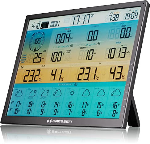 Bresser Station de base supplémentaire/de rechange pour centre météo Wi-Fi 7003230 8 jours 4CAST XL avec écran couleur grand angle de 48,3 cm | Bresser 4CAST XL Station de base météo WiFi avec écran couleur 48,3 cm