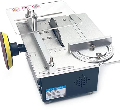 SHENGSHIYU Sierra De Mesa, Mini Sierra De Mesa Circular Velocidad Y Ángulo Profundidad De Corte Ajustable para Madera, para Modelar Manualidades De Hobby,TableSaw