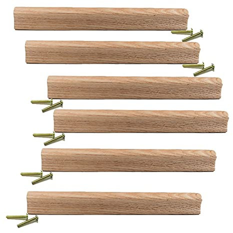 6 Stück Holz-Zuggriffe Massivholz-Schubladengriffe Griffe Schrankgriff Schranktürgriff Möbelknöpfe für Küchenschubladen, mit Schrauben (Lochabstand 416 mm, B) (A Lochabstand 192 mm)