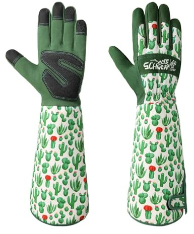 Schwer Gants de jardinage pour femme, gants d'élagage de roses avec protection des avant-bras, longs gants de jardin respirants et confortables avec écran tactile pour la cour et le travail en plein