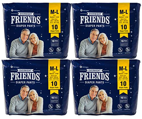 Friends Adult Nappies, Maximum Absorbency and Overnight Protection, Nappies for Men and Women. (Medium - Large 40 Pants)