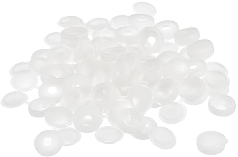 sourcing map 50Pcs 4mm Hinged Screw Cover Caps Plastic Fold Screw Snap Covers Washer Flip Screw Protection Cover for M2 M3 M4 Screws, White