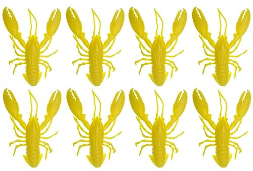 Krebs-Angelköder, 8 Stück, Langusten-Angelköder, schnell sinkende Krebs-Köder, Hummer-Köder, Krebs-Köder, Kunstköder, Köder-Ersatz für Karpfenbarsch-Angeln, Süßwasser, Salzwasser, dunkel (gelb)