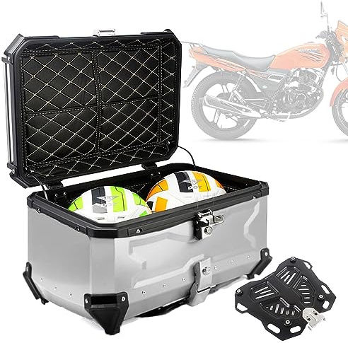 FUYAO Motorrad Koffer Aluminium Top Case Scooter Koffer, 45L 55L 65L 80L 100L wasserdichte Helmkoffer Motorradhecktasche Für Roller, Motorrad, Moped & Quad