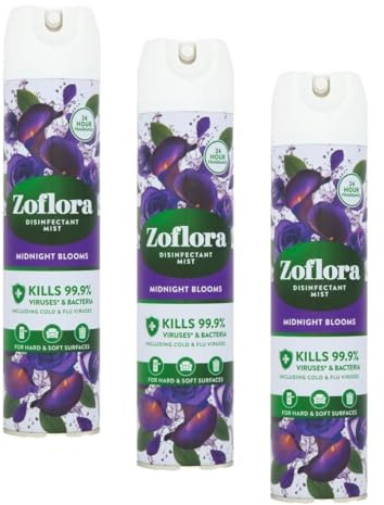 Zoflora Midnight Blooms 300ml, Air Spray Disinfectant Mist (Pack of 3)