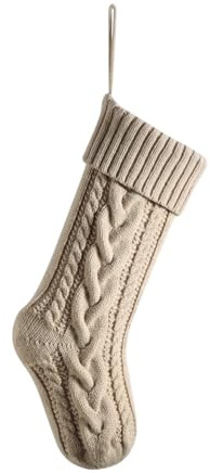 Hixingo Weihnachtsstrumpf Personalisiert, 46cm Große Klassische Gestrickt Einfarbig Passend Nikolausstrumpf, Weihnachtssocken zum Aufhängen und Befüllen Kamin Weihnachtsbaum Deko (Kamel)