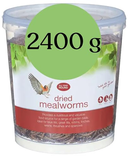 Blumixx Mehlwürmer für Wildvögel und Kleintiere – 2400g Eimer, Getrocknet & Nahrhaft – Ideal für Vogelfutter im Winter und als Nahrungsergänzung für Haustiere