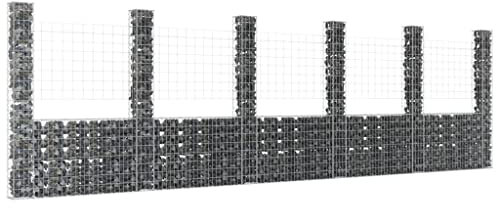 Baziroo Gabion en forme de U - 620 x 20 x 200 cm - Argenté - Gabions pour soutenir les murs de jardin - Fence - Grille de gabion - Brise-vue - Gabion - Mur de gabion