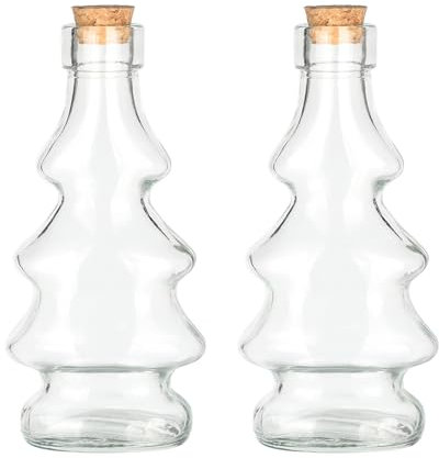 Magic Season Dekorative Glasflaschen mit Korkstopfen (120 ml Tannenbaum-förmige Glasflaschen / 2 Stück)
