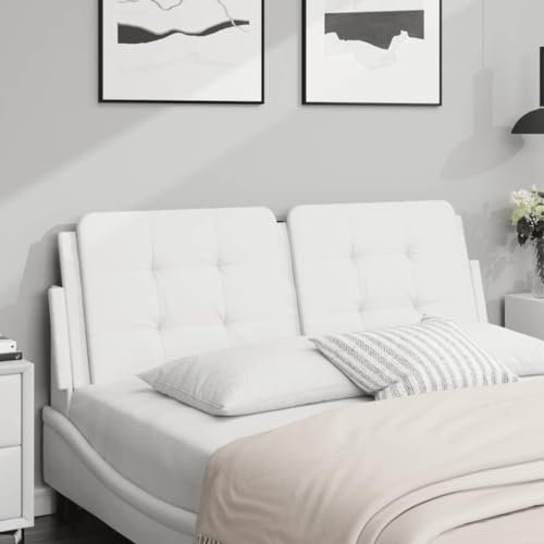 Homgoday Kopfteil Kissen Bett Kopfkissen Kopfteilpolster Kopfpolster Rückenkissen Wandkissen Bettkopfteil Rückenpolster Rückenlehne für Bett Schlafzimmer Weiß 120 cm Kunstleder