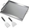 FINEUNAN Plancha de acero inoxidable | 54 x 41 x 8 cm | Plancha universal para barbacoa Weber de gas y barbacoa de carbón | Plancha de parrilla con espátula de barbacoa Juego de rascador