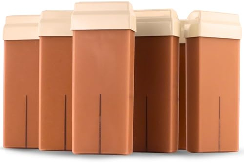 Haus-Held® Schokoladenwachs für empfindliche Haut - 6 Stück - 100 ml - Enthaarungswachs - Heißwachs zur Haarentfernung - Universelle Rolleneinheit für Wachserhitzer