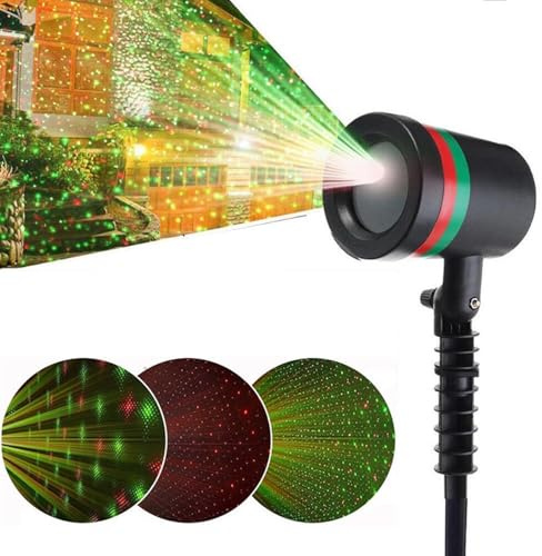 SZSXYBZ Projector Led Light, Garden Christmas Lights, Outdoor Light Moving Lighting Green Red Led Color, Party Lights with UK Plug, Waterproof Strobe Light for HomeGarden Birthday Wedding