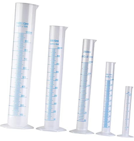 ABOOFAN 5 Piezas Cilindros De Plástico Probetas Graduadas Para Laboratorio Probetas De Medición Escala Para Escuela y Experimentos Científicos