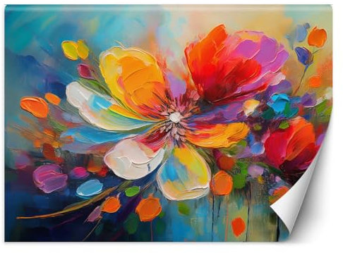 Feeby - 3d Tapete - 350x245cm - Fototapete Schlafzimmer - Bunte Blume - Deko Wohnzimmer - Wallpaper - Wand Deko - Wandtapete - Wandbild XXL - Tapete - Wanddeko - Vinyl - Wandbilder